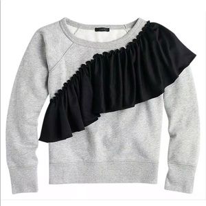 J. Crew Asymmetrical Ruffle Sweatshirt